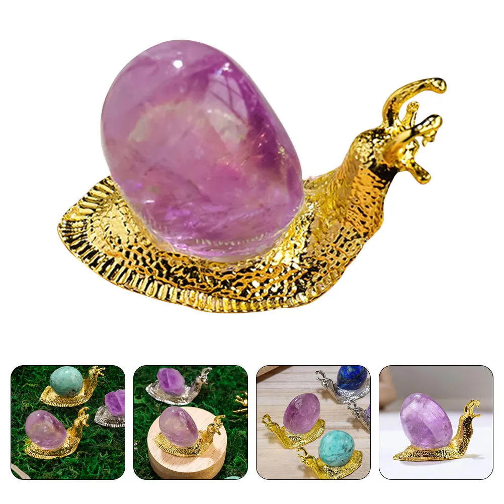 

Crystal Snail Decoration Metal Crystal Lifespan Decor Flat Bottom Desk Sculpture Home Accent Gifts for Birthday Anniversary