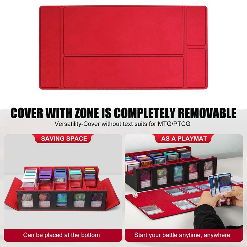 Kotak Penyimpanan Kartu Perdagangan 5 Baris Kotak Dek Kartu Kotak Kartu Magnetik dengan Tutup Hitam+Merah