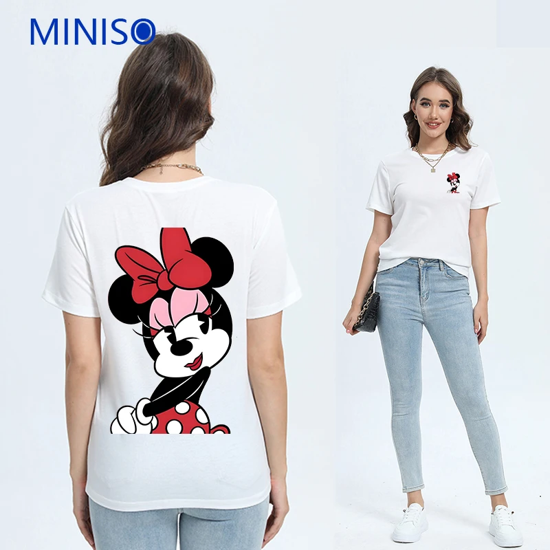 

Ladies Cartoon Customized Clothes Trends 2025 Tops & Tees Disney Mickey and Minnie Printed Loose Clothing T-shirt Brands Summer