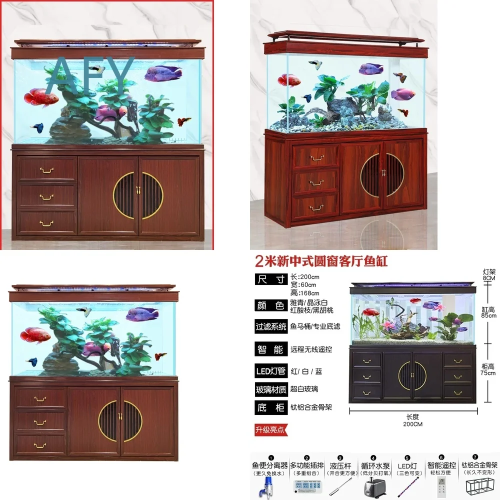 Premium Aquarium Screen Partition Wall for Chinese Dragon Fish Tank Ultra White Glass Fish Tank with Ecological Bottom Filter