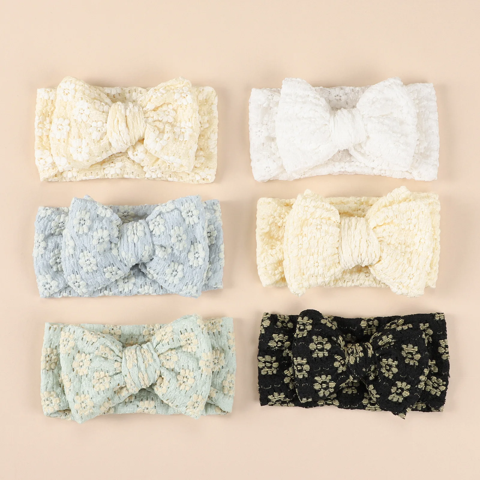 

24pc/lot Newborn Baby Lace Embroidered Bow Headband Girls Elastic Hairbands Children Turban Head Wraps Kids Lace Headbands Bulk