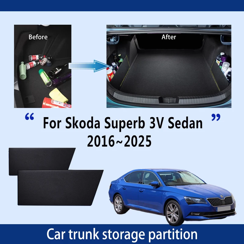 

For Skoda Superb 3V B9 2016~2025 2017 2018 2019 Car Trunk Storage Partition Multi-function Storage Box Auto Interior Accessories