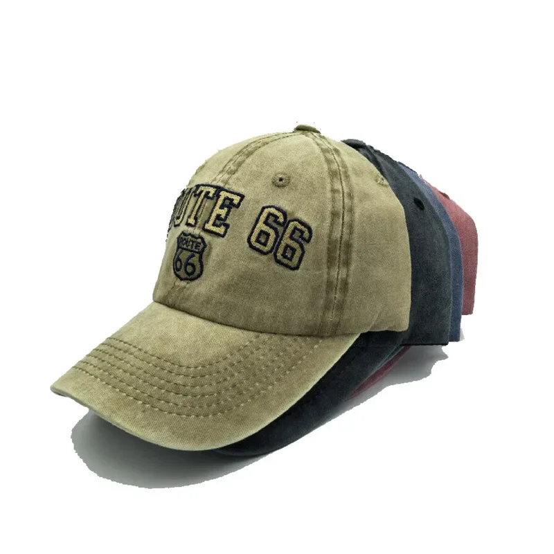 New Unisex Embroidery Letters ROUTE 66 Baseball Cap Outdoor Fashion Men Snapback Cotton Casual Hats for Women Bone Masculino