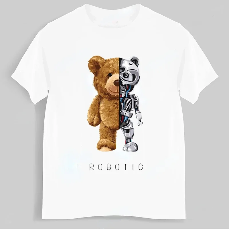 

Casual Clothes Men Fashion Clothing Modal Tee Top 2023 Women Men Summer Shirt New Funny Bear Robot Tshirt Robotic Bear Shirt