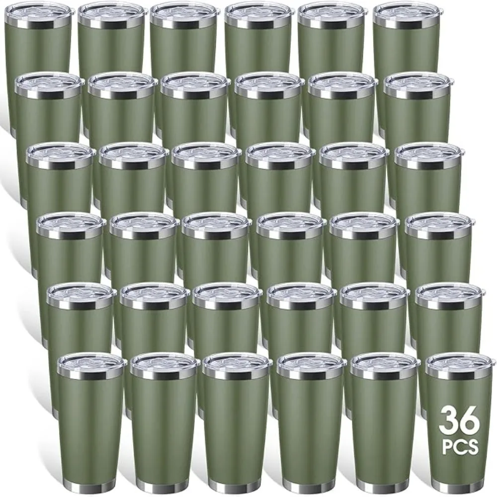 36 Packs Stainless Steel Tumbler Bulk with Lid Vacuum Double Wall Insulated Travel Coffee Mug Powder Coated Tumbler Cup