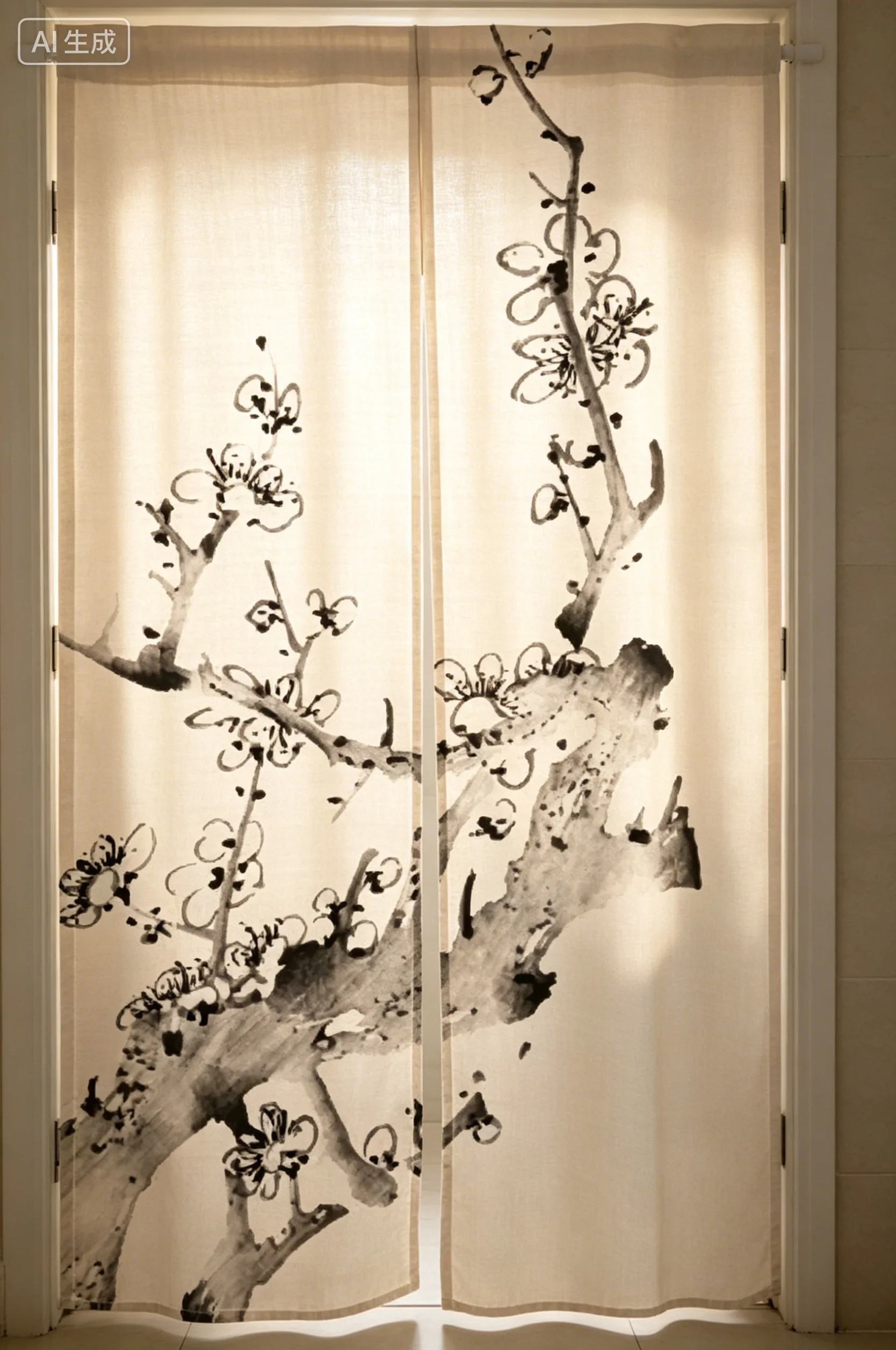 VIKAMA Minimalist Zen-Style Bamboo-Patterned Semi-Fabric Curtain, Washable, Suitable For Kitchen And Bathroom Partitions