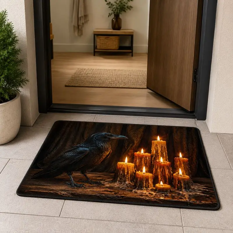 VIKAMA Purple Night Castle Crow Carpet Gothic Style Entrance Hall Floor Mat Photo Decoration Wear resistant Foot Mat