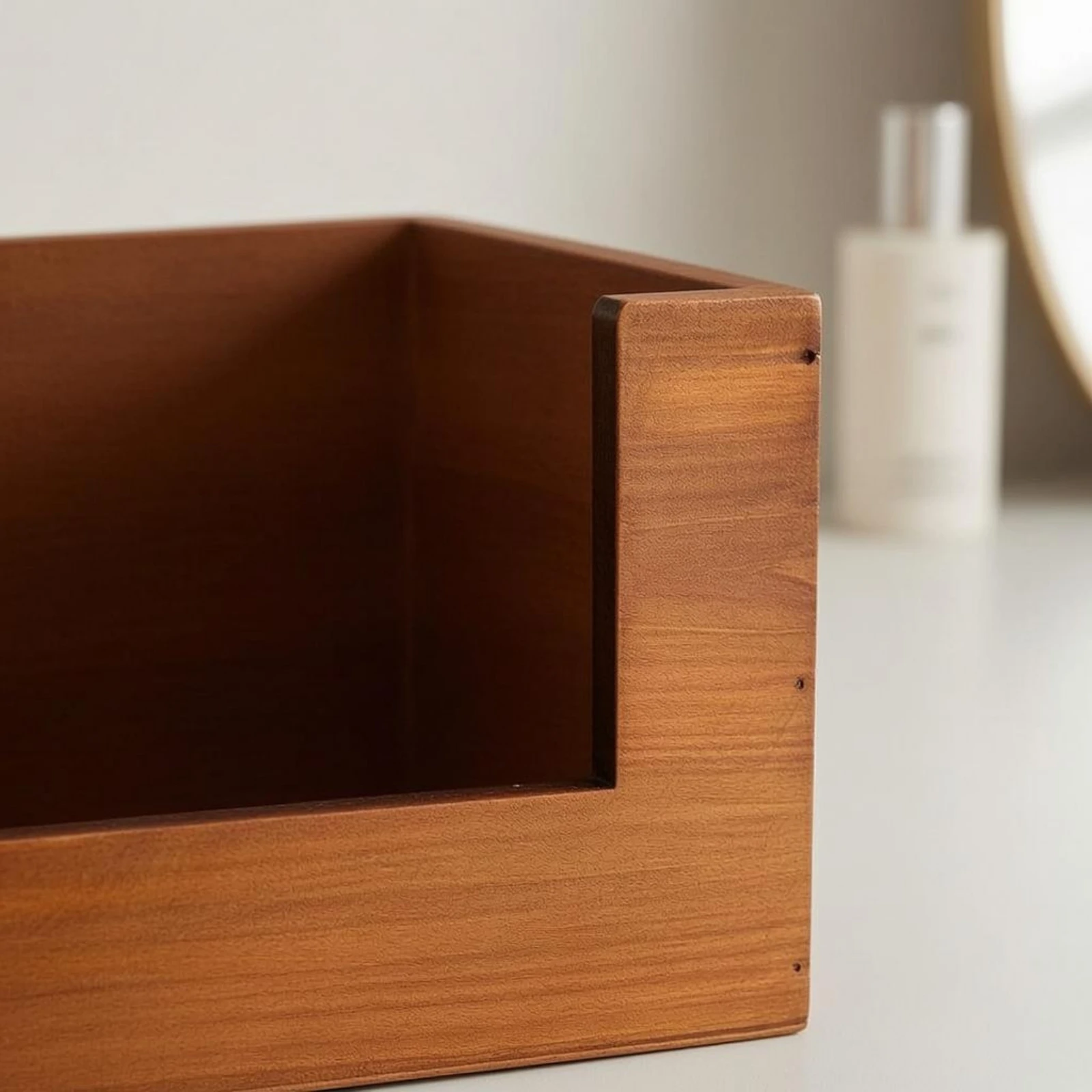 

Desktop Storage Box Multi-Purpose exposedTop Storage Box Wooden Countertop Organizer Long-Lasting House Organization Natural