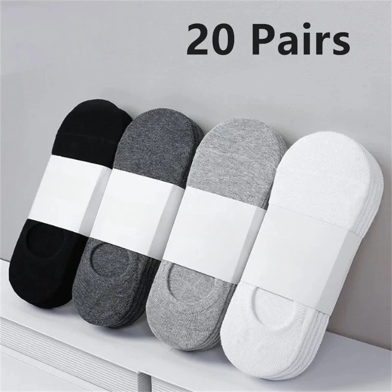 

1/5/10/20 Pairs Summer Autumn Boat Socks For Men Women Non-slip Silicone Invisible Cotton Socks Male Ankle Sock Slippers