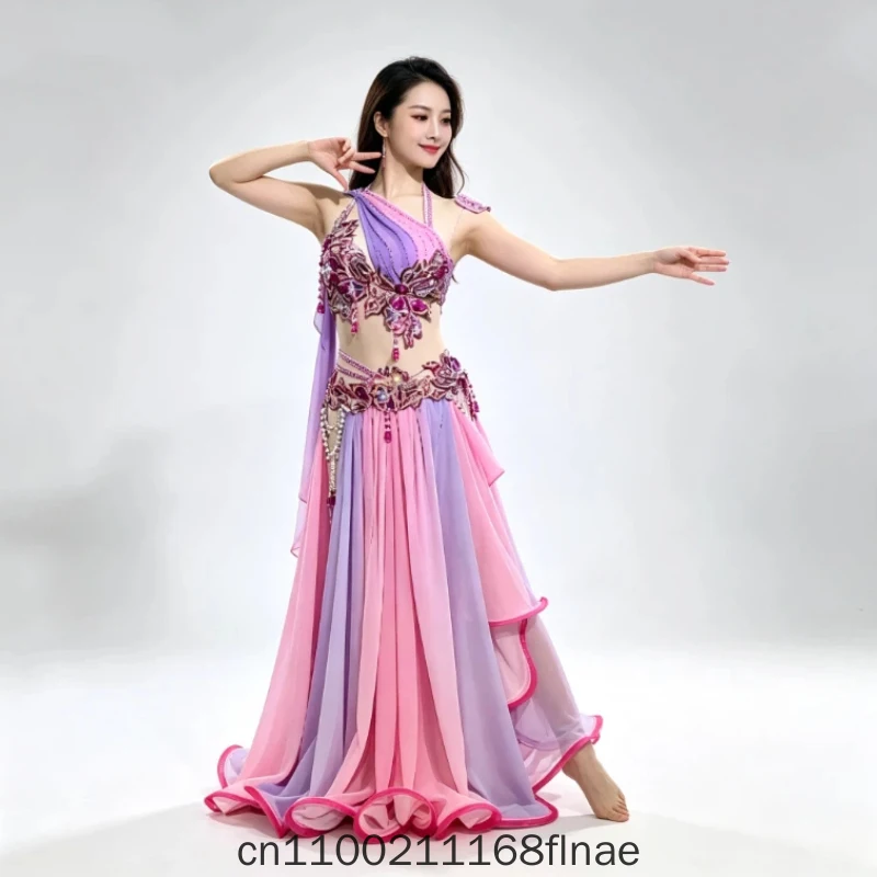 Belly Dance Performance Costume Original Design Fairy Style Gradient Elegant Large Skirt for Ladies Opening Dance