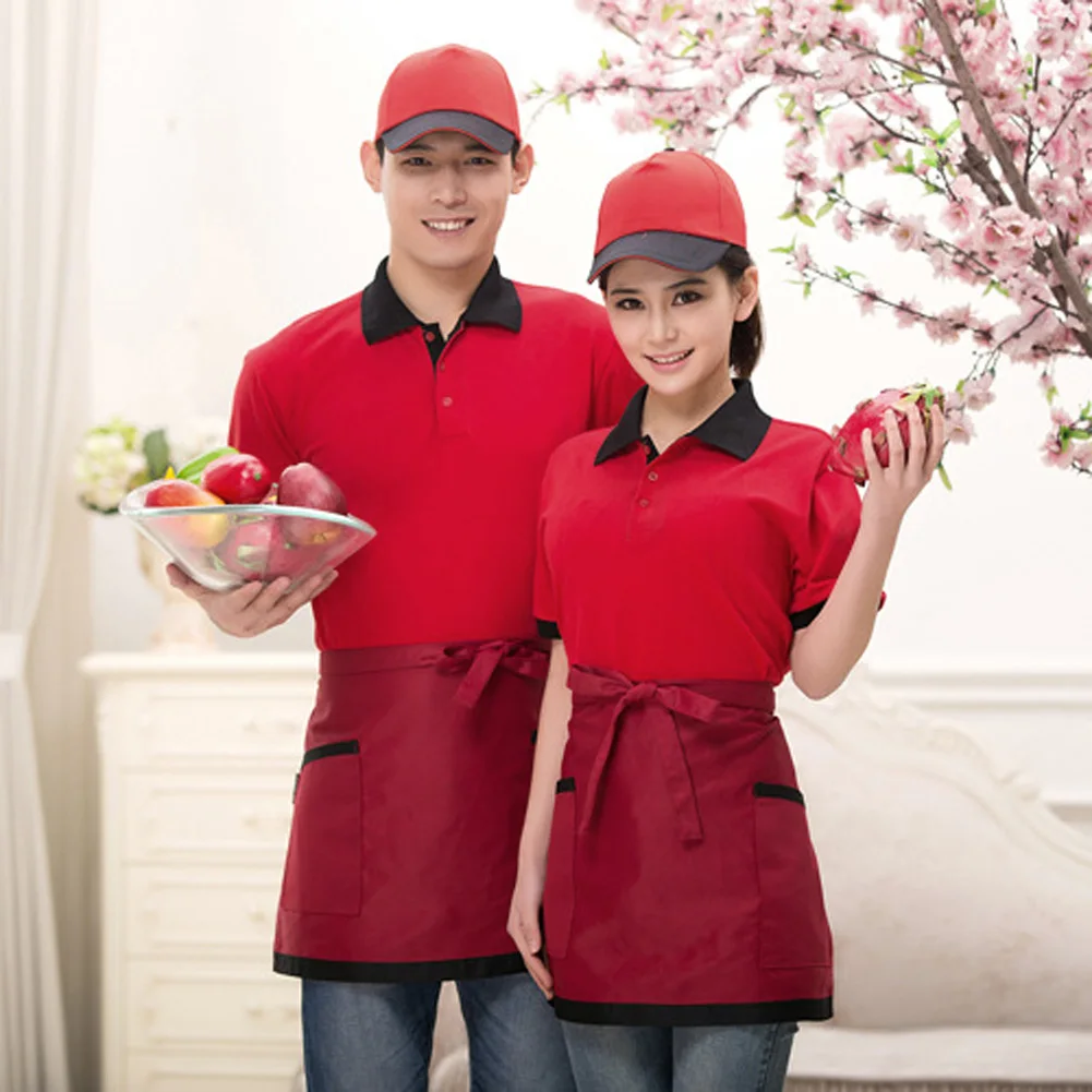 Adjustable Cafe Shop Restaurant Apron Kitchen Painting Pocket Solid Color Aprons for Household Kitchen Accessories