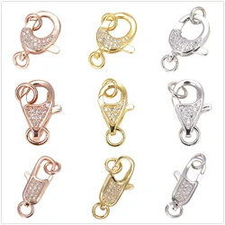 5Pcs Micro Inlaid Zircon Shape Lobster Buckle Jewlery Closing Buckle Connection Buckle DIY Bracelet Necklace Accessories