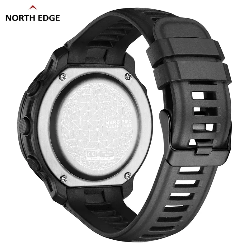 Reloj Digital deportivo para hombre NORTH EDGE MARS Pro ejército militar caja de fibra de carbono relojes altímetro barómetro brújula impermeable 50M