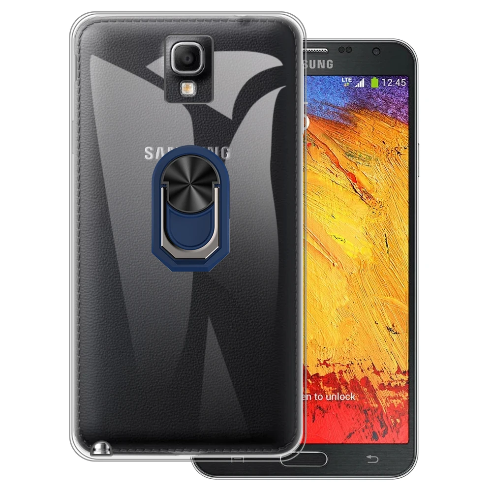 Luxury Shockproof Ring Holder For Samsung Galaxy Note 3 Neo Note 3 Neo LTE+ N7505 Case Soft Silicone TPU Protective Holder Cover