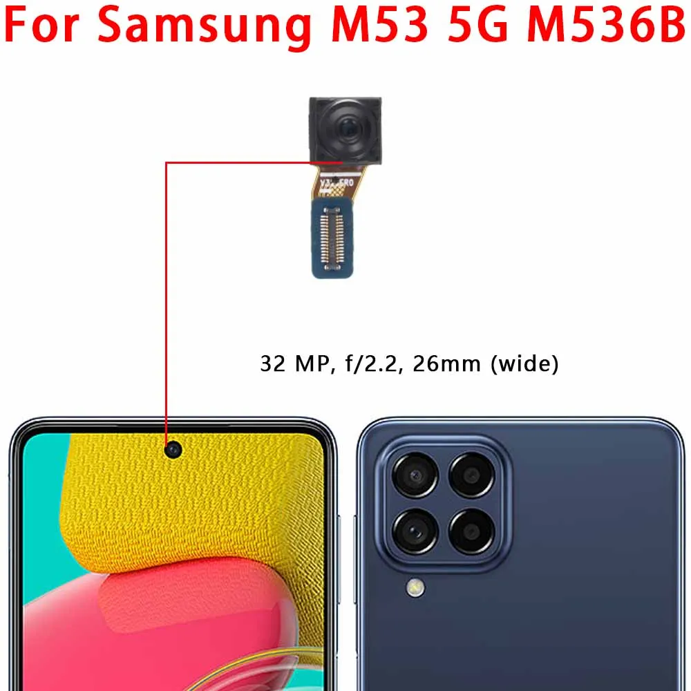 Selfie Camera For Samsung Galaxy M32 M325 M33 M336B M40 M405 M51 M515 M52 M53 5G Frontal Front Camera Module Facing Spare Parts