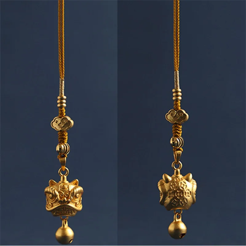 Chinese Style Brass Lion Awakening Bell Selected Mobile Phone Pendant, Keychain Pendant, Retro Pendant