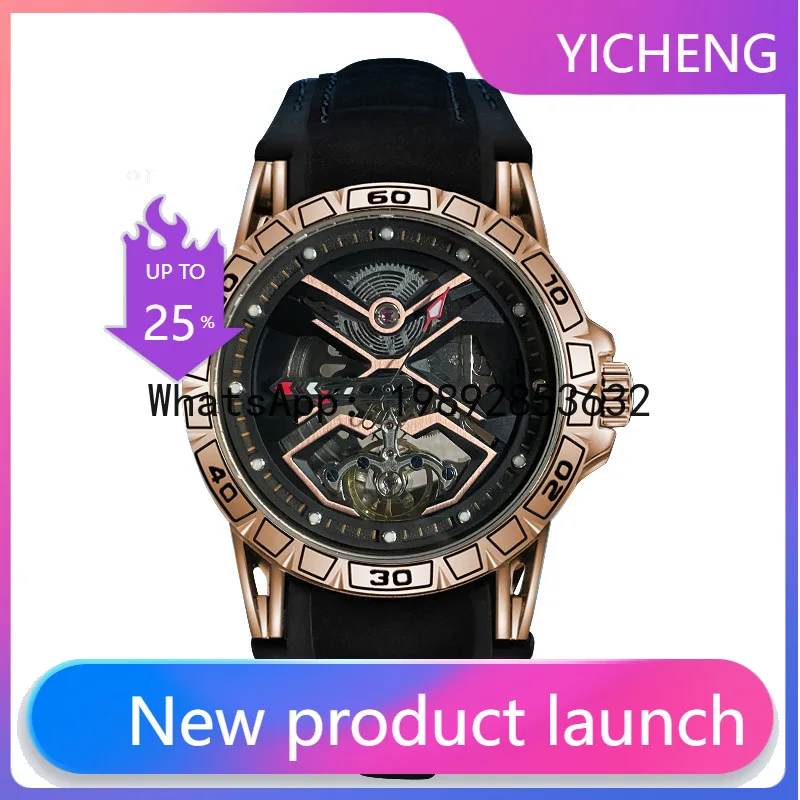 Lyy men's waterproof mechanical watch - casual wristwatch with tourbillon, large dial, luminous display, and a touch of luxury