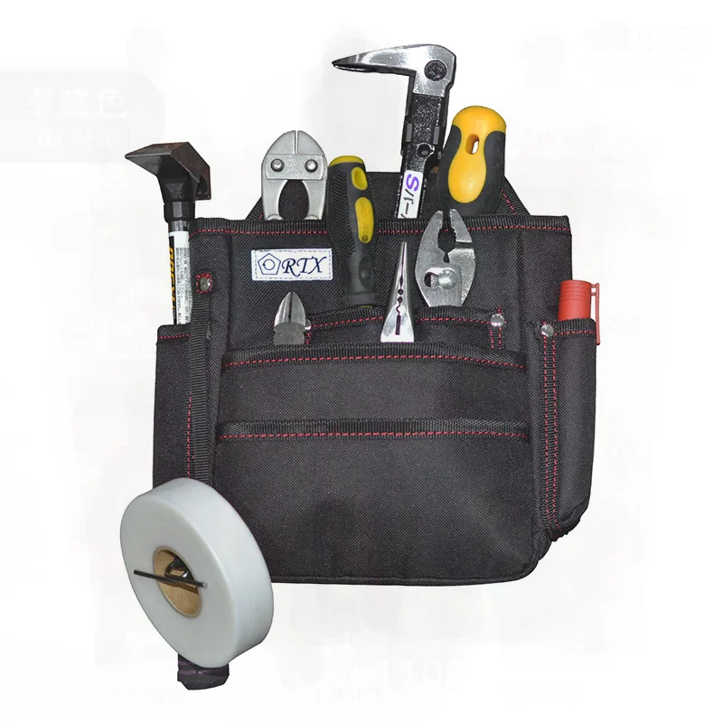 Craftsman Multifunctional Canvas Waist Bag Large Tool Bag for Electricians - Work Repair Installation - Black EVA Lined Durable