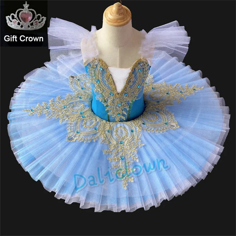 

qq023White Swan Lake Professional Girl Blue Pink Platter Pancake Tutu Tulle Princess Ballerina Dress Ballet Dance Co