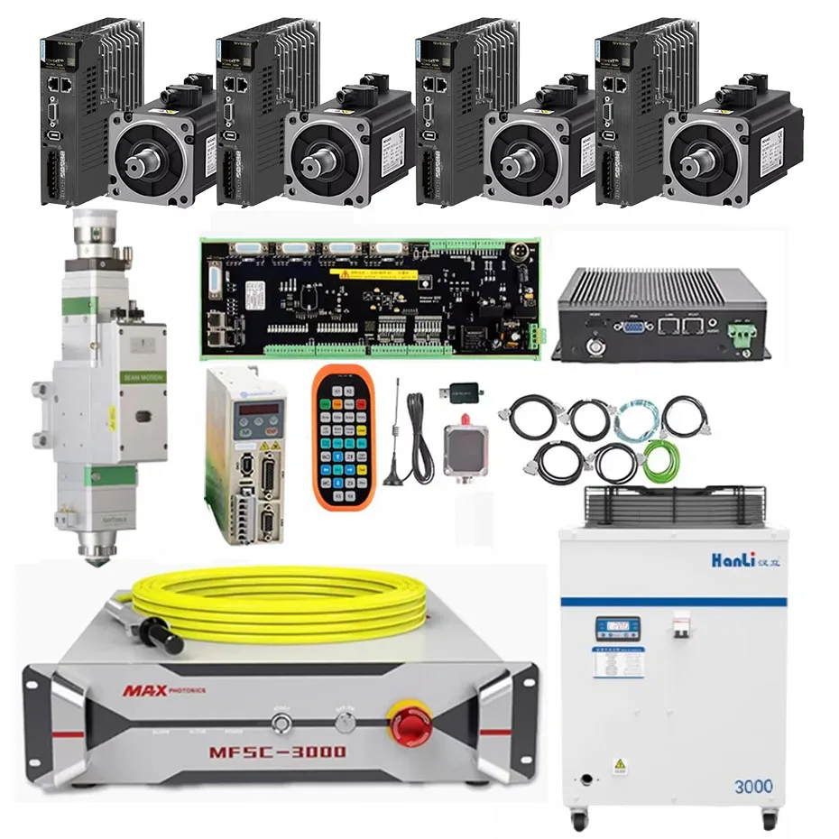 MAX Chuangxin laser source 1500W 2000W/3000W, Raytools XC3000S laser cutting head BM110 chiller Huichuan servo bus 750W 400W