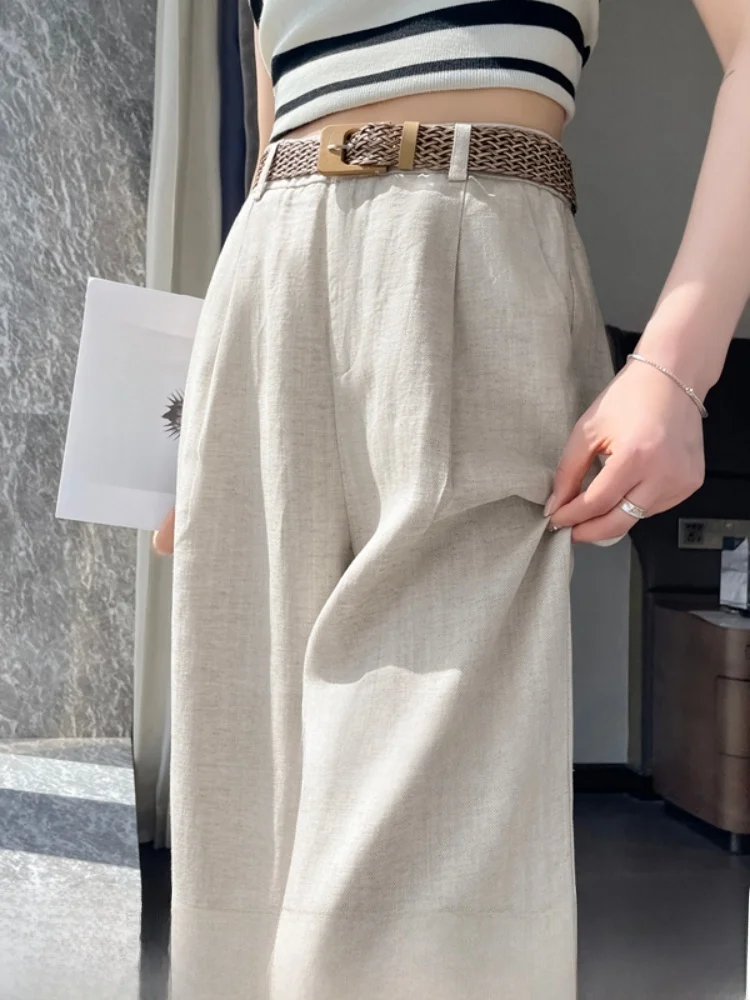 

Loose Wide Leg Pants Women's Casual Straight Cut Trousers Comfortable Slimming High Waist Zipper Pocket Commute Style
