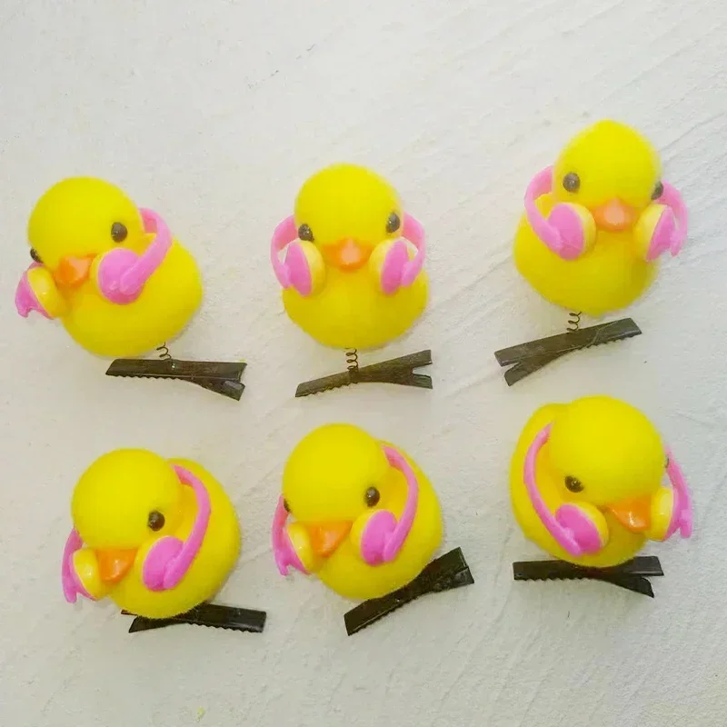 10/20/50/100Pcs/lot Cartoon Funny Children 3D headset Little Yellow Duck Plush Hairpin Fashion DIY Duckbill Clip Accessories