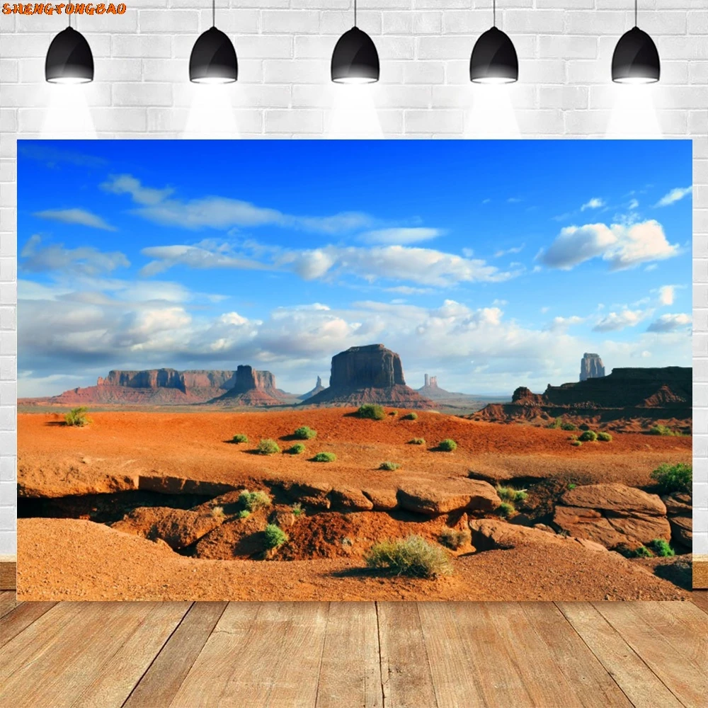 Western Desert Landscape Backdrop Nature Scenery Sand Oasis Gobi Birthday Party Travel Portrait Photography Background Decor