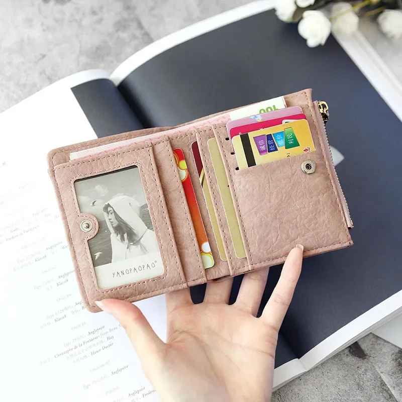 Retro Buckle Crop Wallet  Female Fashion Ladies Multifunction ID Holder High Quality Zipper Card Holders Wallet Coin Purse