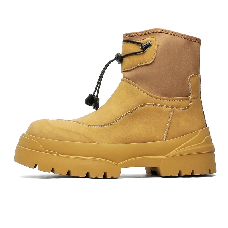 خريف جديد الرجال المألوف روك نمط سميكة سوليد الأحذية مع تصميم المتخصصة الدنيم كول ركوب الخريف والشتاء تشيلسي الأحذية #5