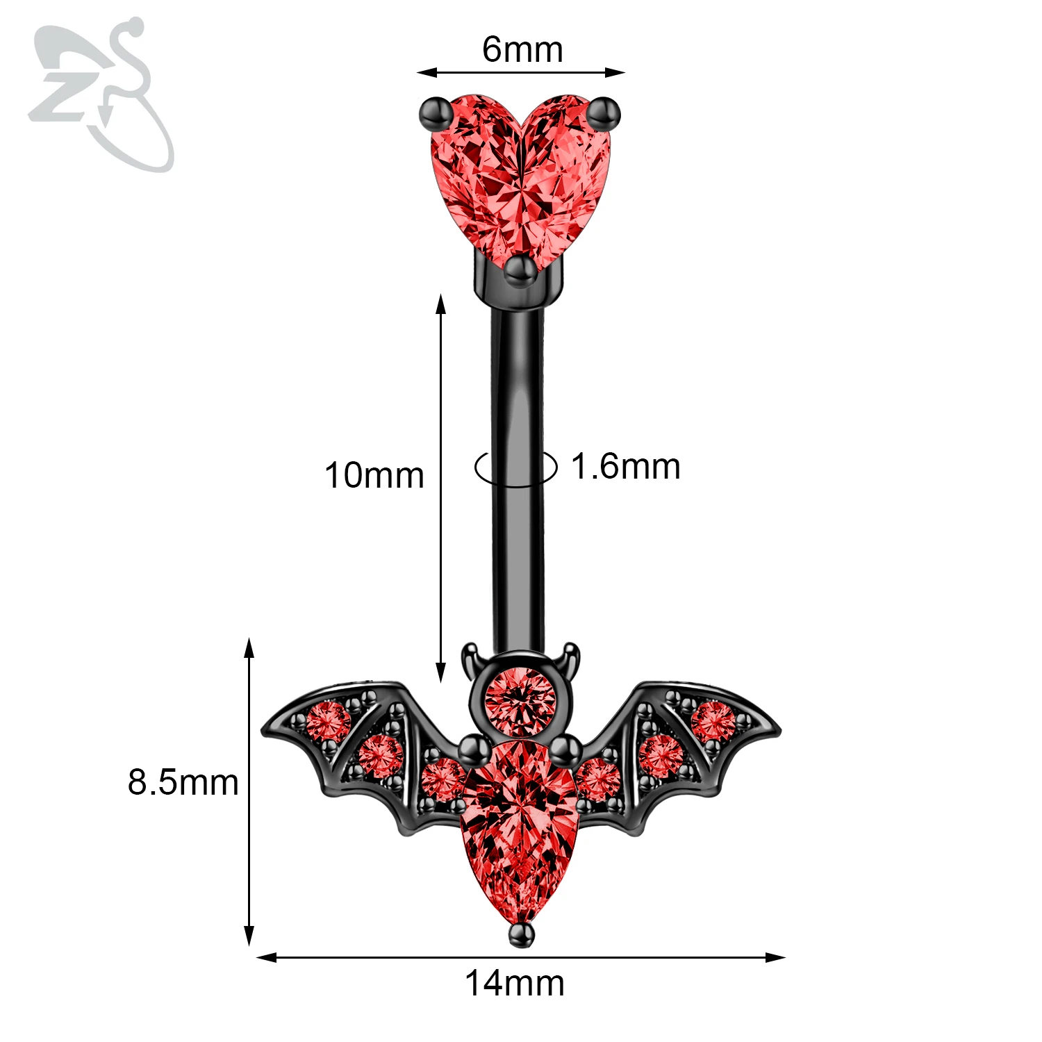 Black Stainless Steel Belly Button Ring, Gothic Skull