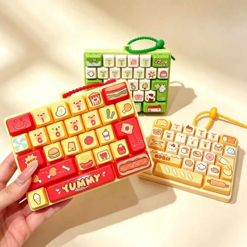 26-key Keyboard Keychain Pressable Keys Hanging Loop Press Button Clear Key Sounds Stress Relief Decompression Bag Ornament
