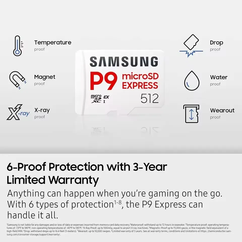 SAMSUNG P9 Express TF Card Game Micro SD Solid-State Reader up to 800m/S Memory Card 256gb 512gb for Switch Video Game Machine