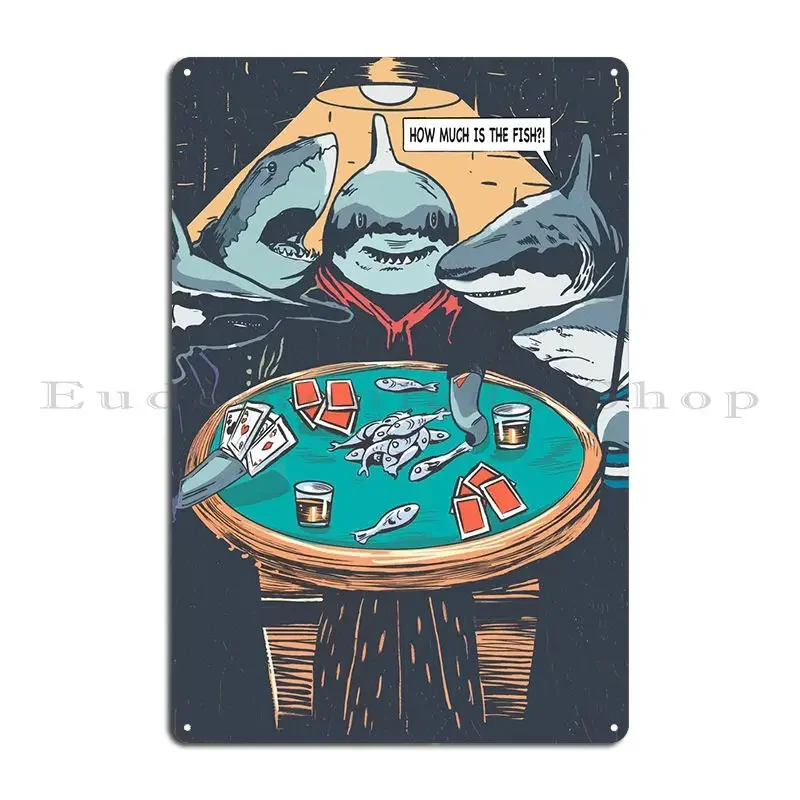 Sharks Playing Poker Metal Plaque Wall Decor Wall Decor Printed Garage Create Tin Sign Poster