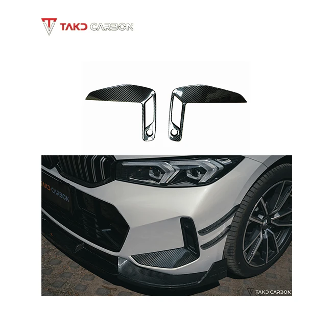 

TAKD Dry Carbon Fiber 3K Twill Carbon Weave in Glossy Finish Light Cover Front Fog Lamp Frame for bmws 3 Series G20 2023-UP