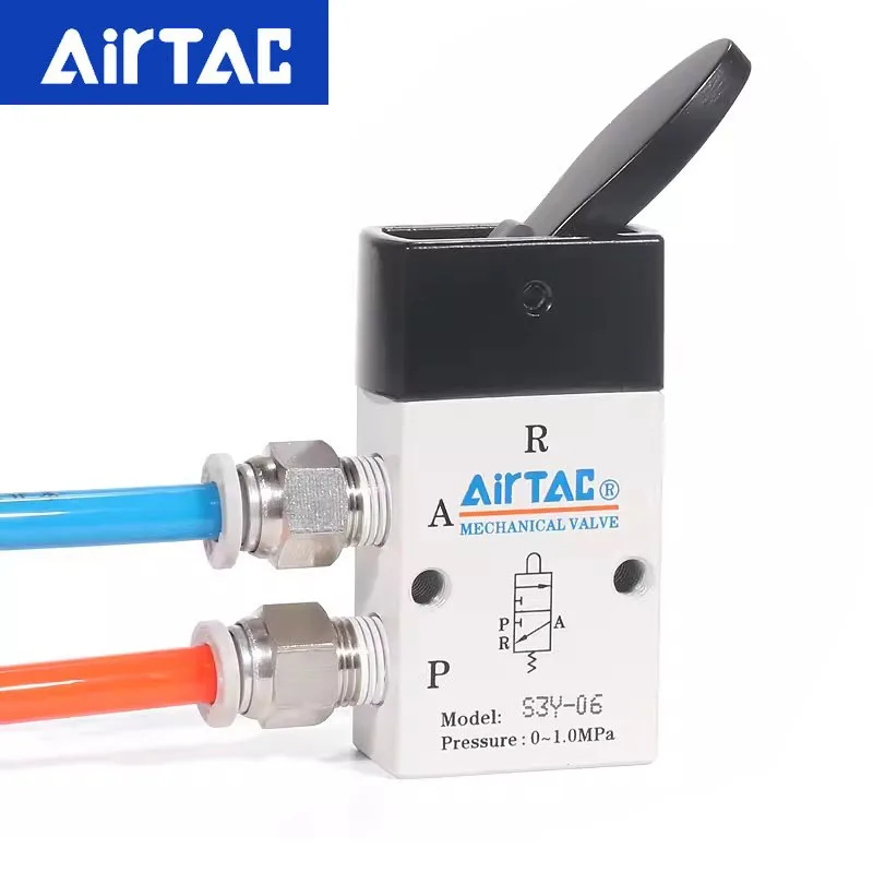 AirTAC Original Mechanical Valve S3Y-M5/S3Y-06/S3Y-08 Rocker Control Manual Valve Pneumatic Switch Valves