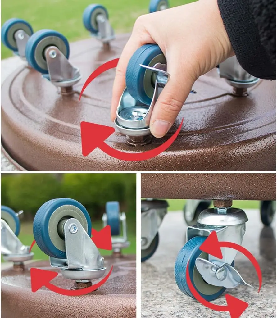 2 pacotes de dolly de planta resistente de 20 "com rodas, suporte de planta de rolamento de metal de 380 libras com rodízios, rolo redondo do caddy da plantador de rodas