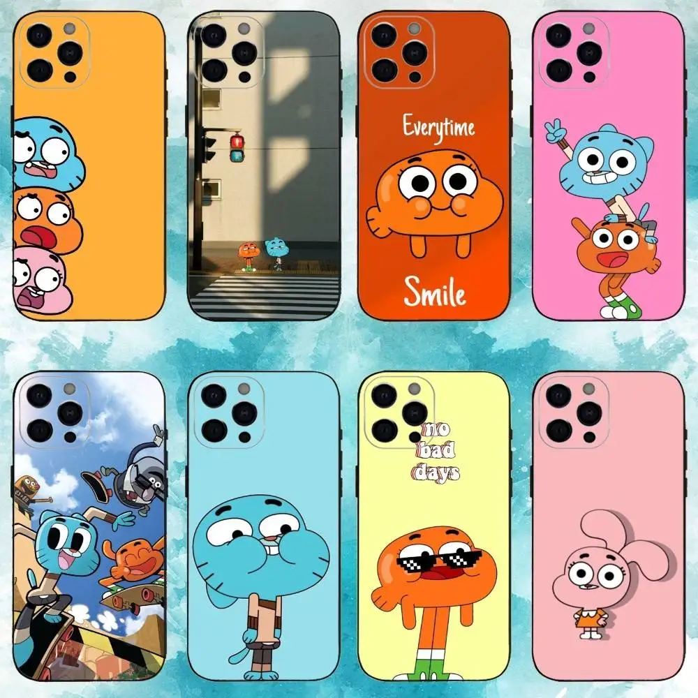 

G-Gumball And D-Darwin-ES Phone Case For iPhone17,16,15,14,13,12,11 Plus,Pro Max Soft Black Cover