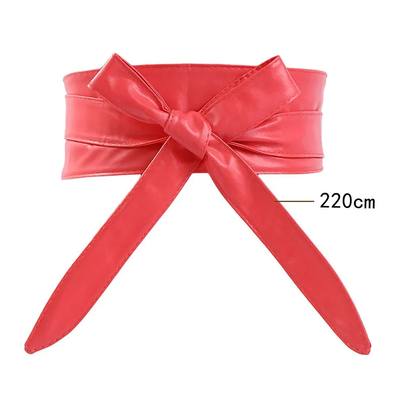 2023 Women Lace Up Belt New Bowknot Belts Longer Wide Bind Waistband Ties Bow Ladies Dress Decoration Fashion Pu Metarial