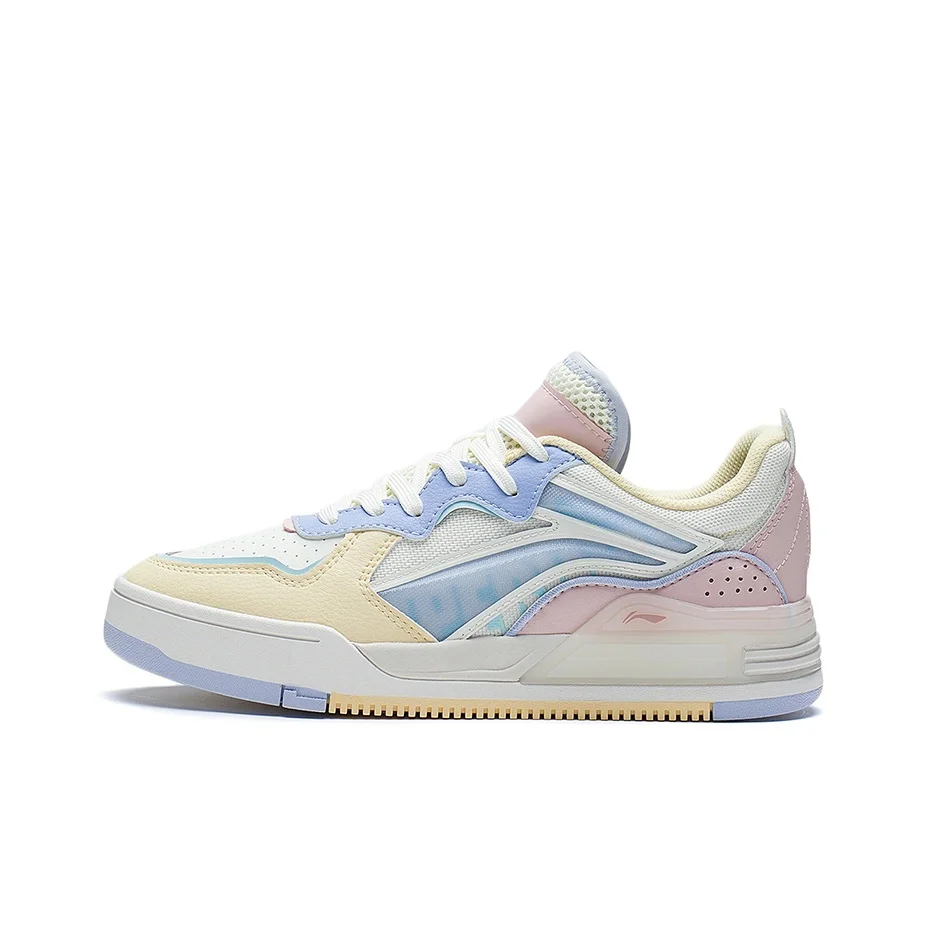 Li Ning Wave Non slip Lightweight Low top Skateboard Shoes Women's White Pink Yellow AGCS030-2