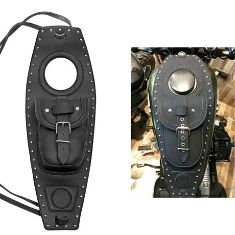 Черная Кожаная Сумка На Топливный Бак Для Мотоциклов Harley Sportster Iron XL 883 1200 Forty Eight Seventy Two