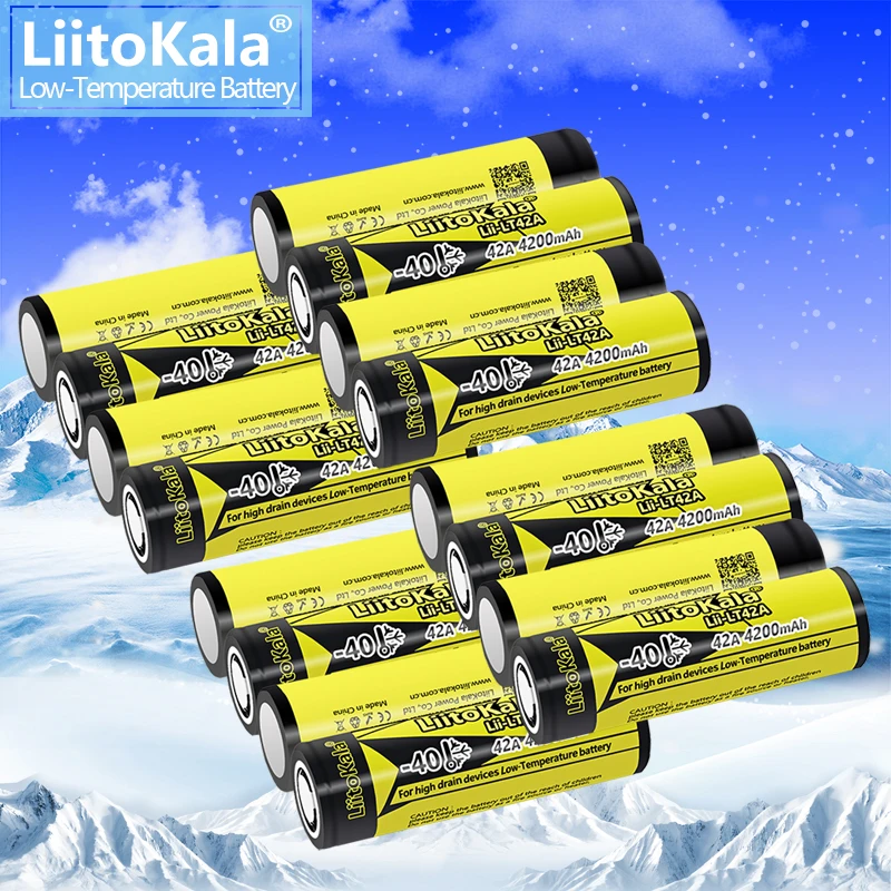 

16PCS LiitoKala Lii-LT42A 21700 4200mah 3.7V Rechargeable Battery 45A High Power Discharge for -40° Low-temperature battery