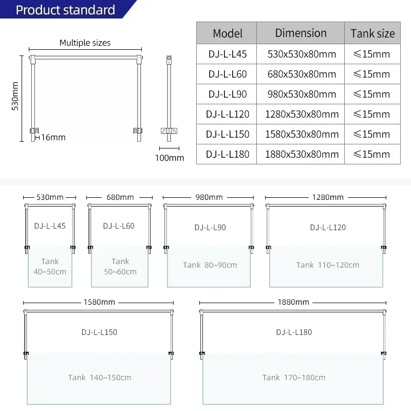Aquarium Stands Gantry Stainless Steel Lamps Stand Adjustable Fish Tank Hanger 45/60/90/120/150cm Aquarium Fixed Light Bracket