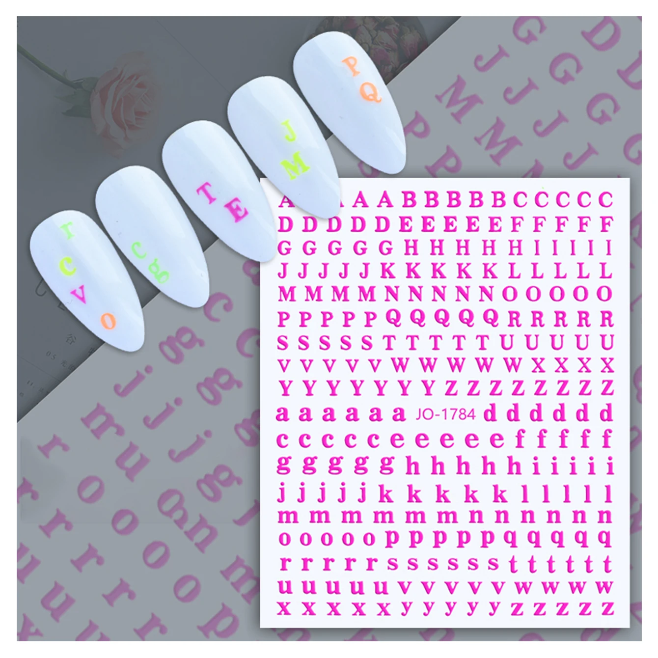 Autocollants lettres de l'alphabet anglais pour les ongles, 1 pièce, stickers, lettre, coloré, majuscule, doré, argent, noir, DIY, 26