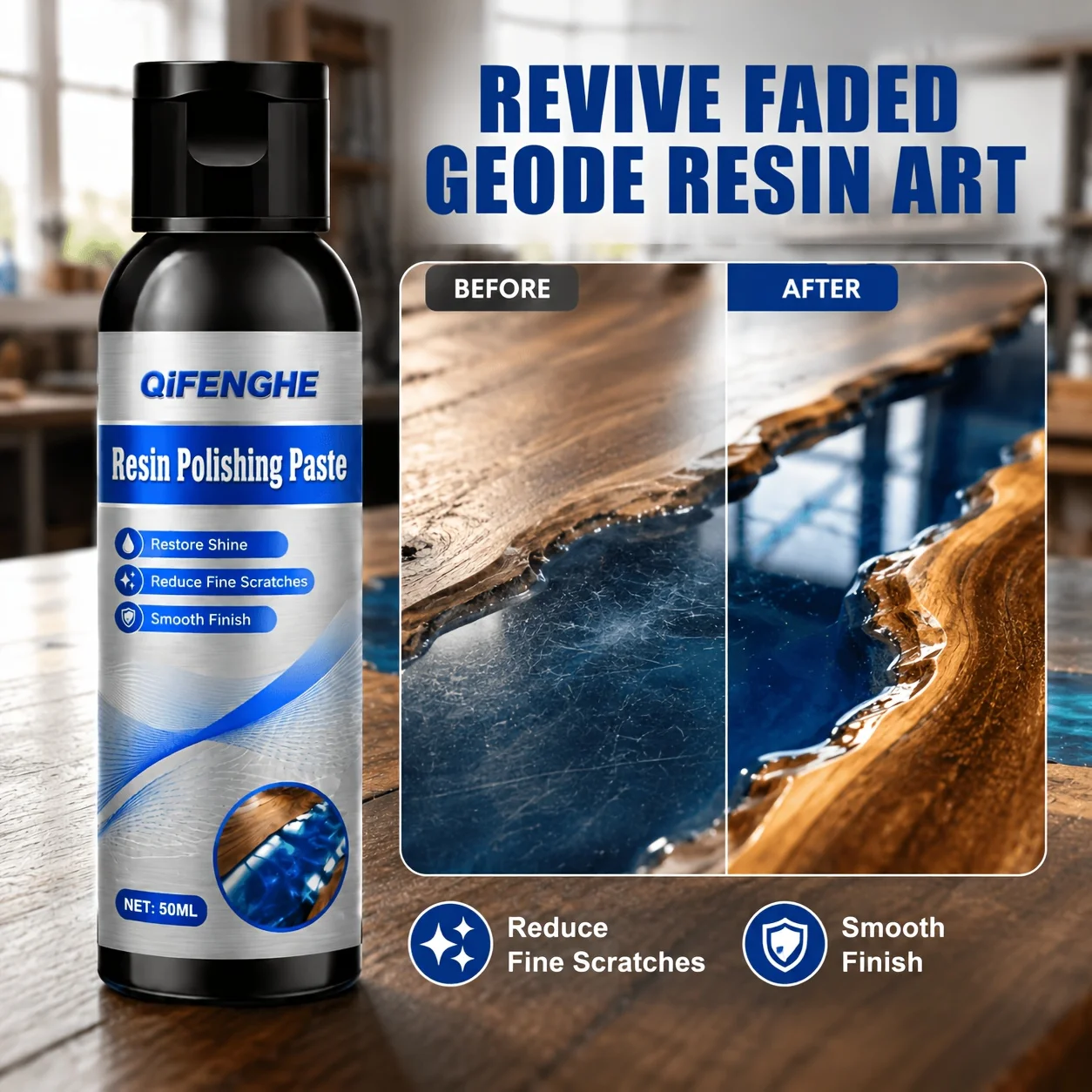 Epoxy Resin Polish Kit Crystal Clear High Gloss Resin Polishing Paste for Resin Coaster And Restoration