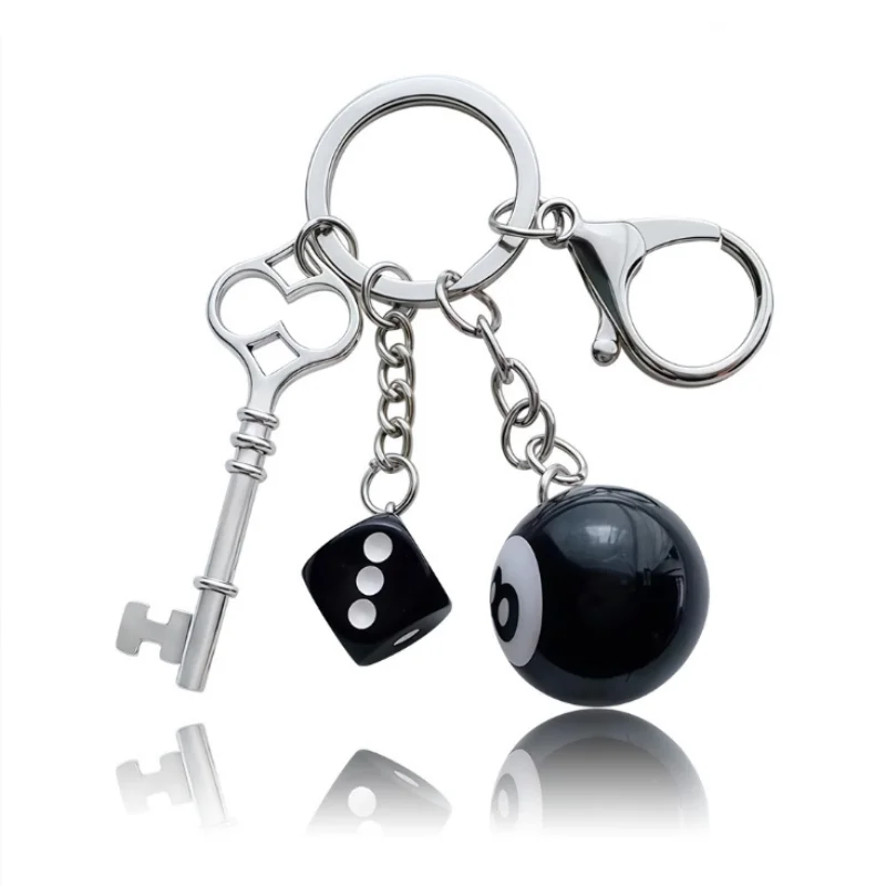 Fashion Creative Billiard Pool Keychain Table Ball for Key Ring Lucky Black No.8 for Key Chain Resin Ball Jewellery