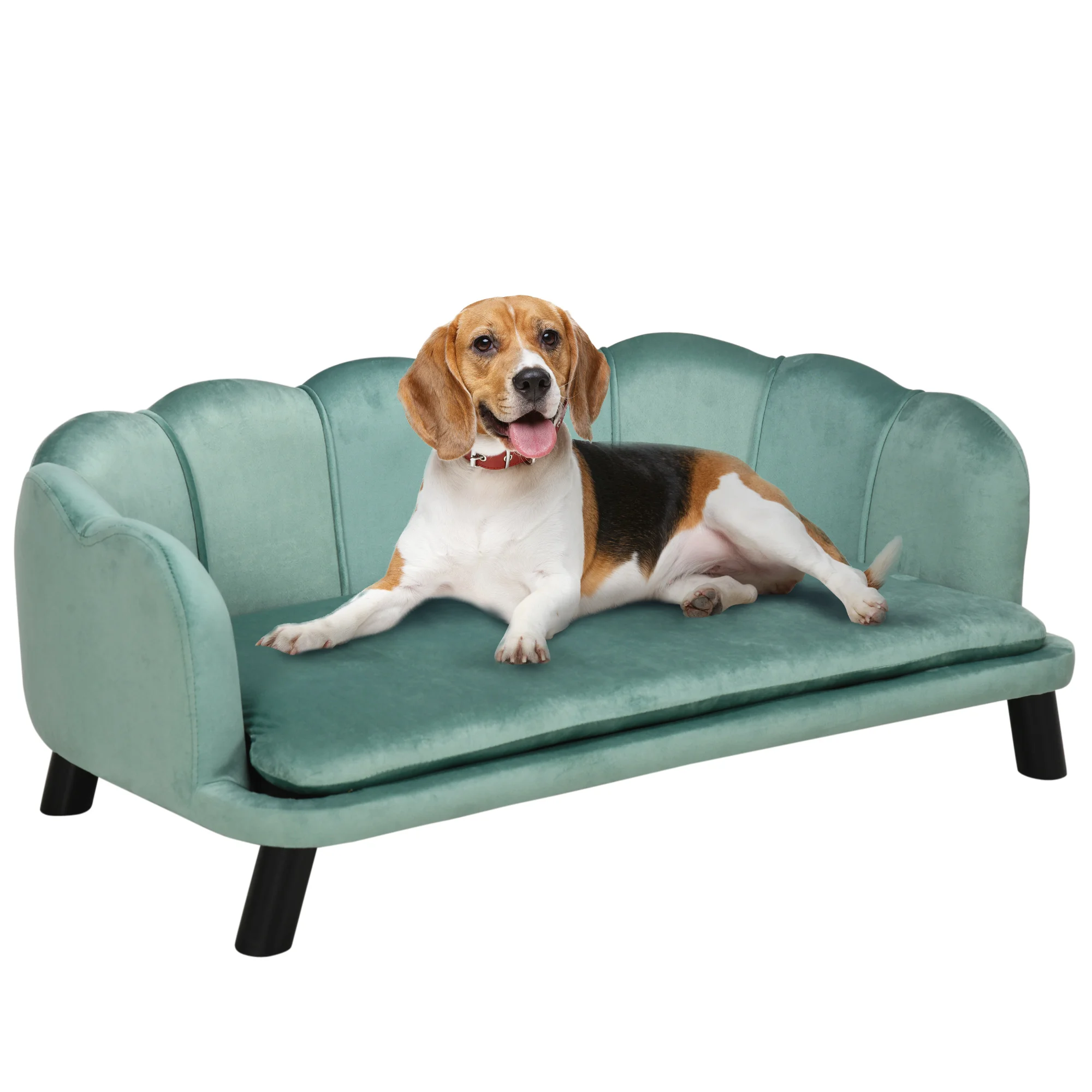 PawHut sofa for medium dogs pet sofa bed cats upholstered in velvet with wooden legs load 25 kg 98,5x60,5x35,5 cm