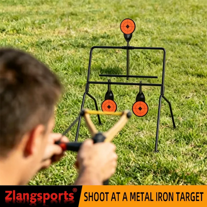 Soporte Giratorio de Metal con Reinicio Automático ZLang, 3 Objetivos de Hierro para Entrenamiento de Tiro con Airsoft, Rifle de Aire y Pistola de Aire
