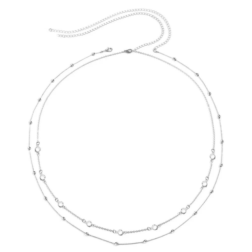MinaMaMa 2022 New Stainless Steel Bikini Jewelry Crystal Waist Chain Belly Chain For Women Girls Minimalist Sexy Body Accesorios