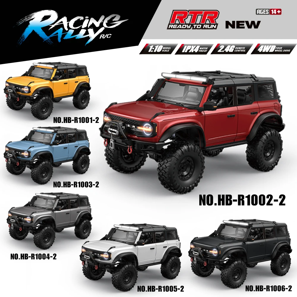 Upgraded Version HB R1001-R1006 Simulation Ford Wrangler Climbing Off-Road Vehicle 1:10 Professional 4wd Remote Control Car Toys