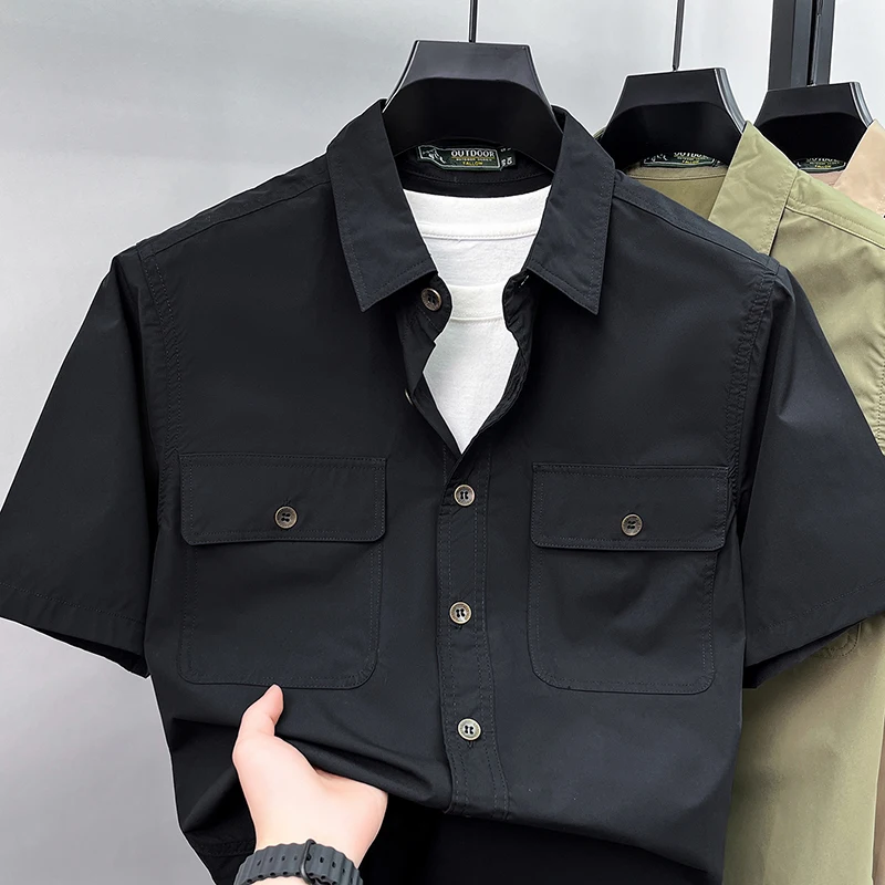 

2026 Summer New Short Sleeved Shirt Men's Trendy Fashion Versatile Workwear Shirt Short Sleeved Upper Clothing Men's Clothing